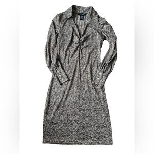 Vintage Y2K Express Shimmery Leopard Print V-Neck Dress, Size 1/2